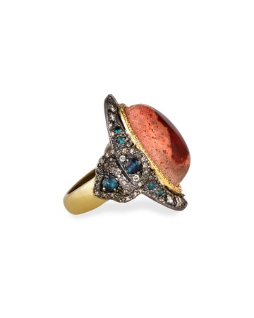 Armenta Old World Mexican Fire Opal, Tourmaline, & Diamond Ring