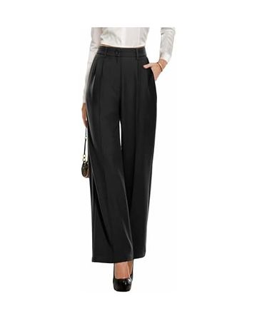 .com .com: Ms.Jasimine Pants for Women High Waist with Pockets  Regular Long Wide Leg Dress Pants for Work Casual with Belt Loops J07 :  Clothing, Shoes & Jewelry