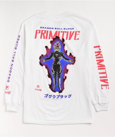 Primitive x Dragon Ball Super Goku Black Rose White Long Sleeve T-Shirt | Zumiez