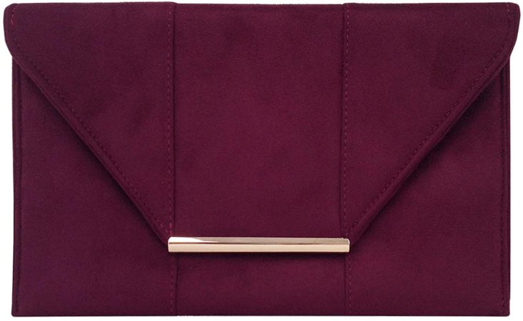 JNB Women's Faux Microsuede Envelope Clutch, Burgundy: Handbags: Amazon.com
