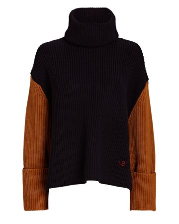 Victoria Beckham Color Block Turtleneck Sweater | INTERMIX®
