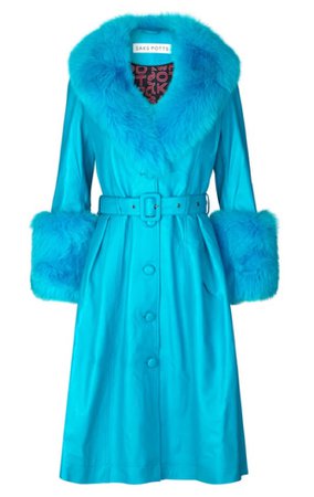 saks potts azure blue foxy coat