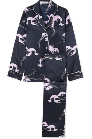 Olivia von Halle | Lila printed silk-satin pajama set | NET-A-PORTER.COM