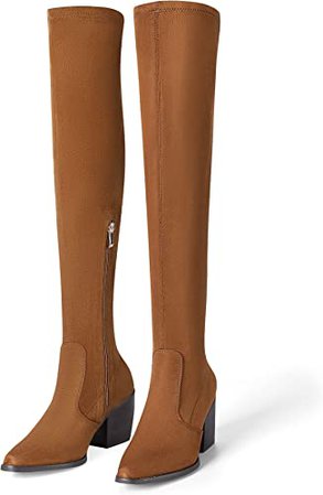 Amazon.com | DREAM PAIRS Women's Over The Knee Thigh High Cowboy Boots Long Stretch Blocked Heel Pointed Toe Fall Western Boots | Over-the-Knee