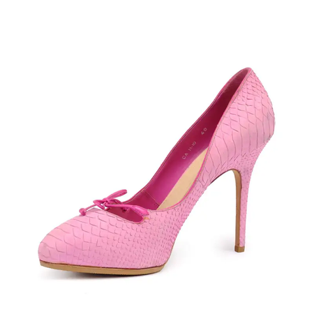 Christian Dior Women's Pink Exotic Leather Embossed Pump Heels