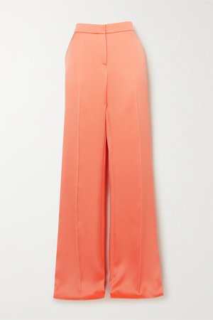 Orange Satin wide-leg pants | Valentino | NET-A-PORTER