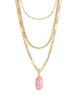 Elisa Gold Triple Strand Necklace in Ivory Mother-of-Pearl