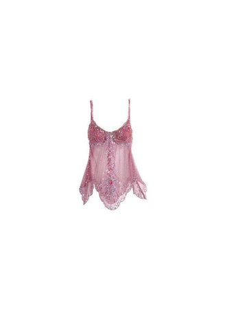 pink sparkle sparkly sheer tank top y2k