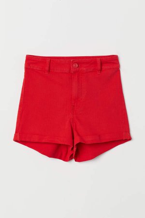 Twill Shorts High Waist - Red
