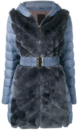 Liska rabbit fur padded hooded coat