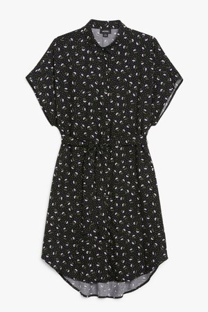 Belted shirt dress - Dark floral print - Midi dresses - Monki WW