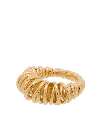 Shop gold Bottega Veneta intertwined style cocktail ring with Express Delivery - Farfetch