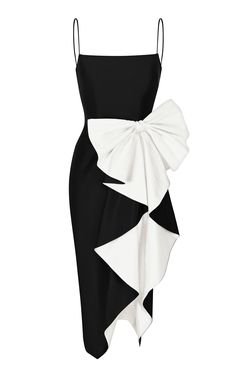 Rasario asymmetric black white red satin velvet suede dress (3)