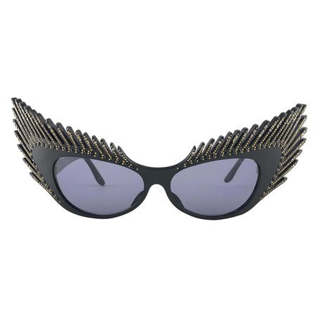 Vintage Rare Alain Mikli 029101 " MYSTERY " Black & Rhinestones Sunglasses 1988