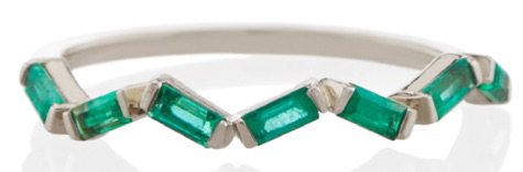 White Gold Green Emeralds Ring
