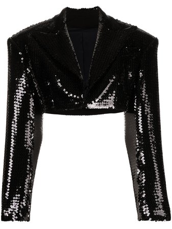 Shop Balmain cropped sequinned jacket with Express Delivery - FARFETCH