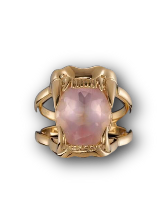 gold plated jaw pink stone ring jewelry
