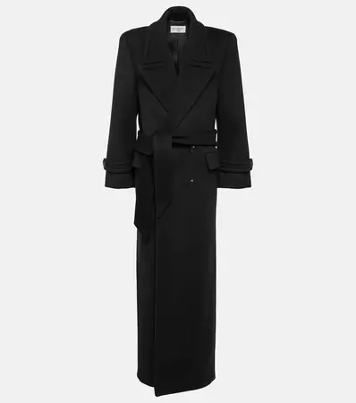 Double Breasted Wool Coat in Black - Saint Laurent | Mytheresa