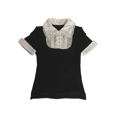 black and white waffle knit layered lolita blouse top