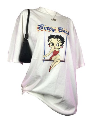 white Betty Boop oversized t shirt black purse