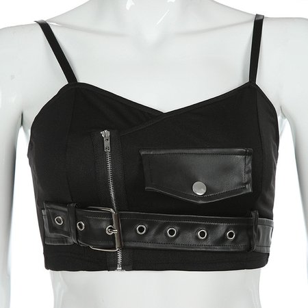 wholsale sexy strap tank to women fashion goth zipper holes pocket streetwear punk - Google Search