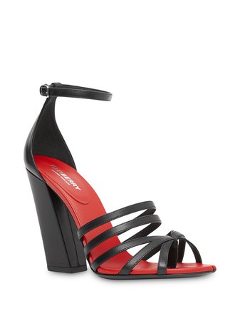 Shop black Burberry split-toe detail leather sandals with Express Delivery - Farfetch