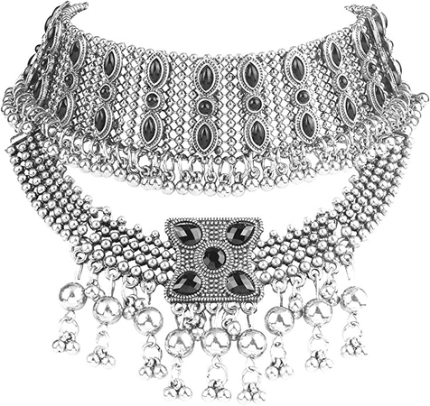 Retro Boho Tribal Tassel Collar Bib Chain Chunky Pendant Statement Necklace Choker for Women boho necklace jewelry