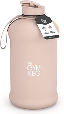 Amazon.com : The Gym Keg Sports Water Bottle (2.2 L) Insulated | Half Gallon | Carry Handle | Big Water Jug for Sport | Large Reusable Water Bottles | Ecofriendly, Tritan BPA Free Plastic, Leakproof (Bare Nude) : Sports & Outdoors