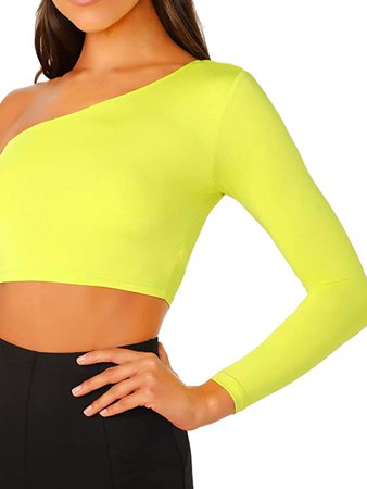 Amazon.com: Floerns Women's One Shoulder Long Sleeve Tee Shirt Crop Tops: Clothing