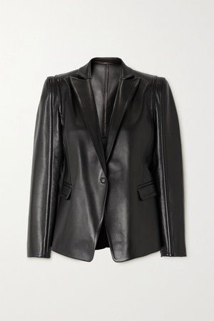 Black Leather blazer | Valentino | NET-A-PORTER