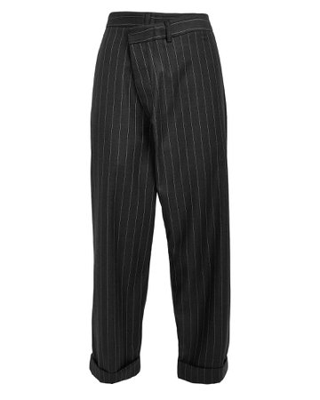 Crossover Pinstripe Wool Trousers