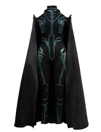 Amazon.com: VOSTE Hela Costume Halloween Cosplay Black PU Outfits with Cloak for Women: Clothing