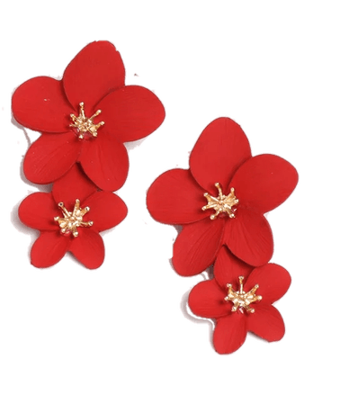 Серьги-цветы красные