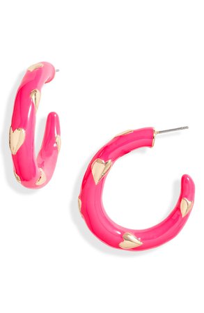 BP. Golden Heart Enamel Hoop Earrings | Nordstrom