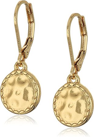 Amazon.com: Napier Classics Goldtone Hammered Disk Drop Earrings: Clothing, Shoes & Jewelry