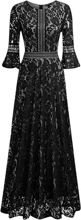 Amazon.com: zcgoxvn Women Lace Evening Dress 3/4 Sleeve Formal Dress Vintage Wedding Dress Retro Cocktail Maxi Dress Classy Party Gowns : Sports & Outdoors