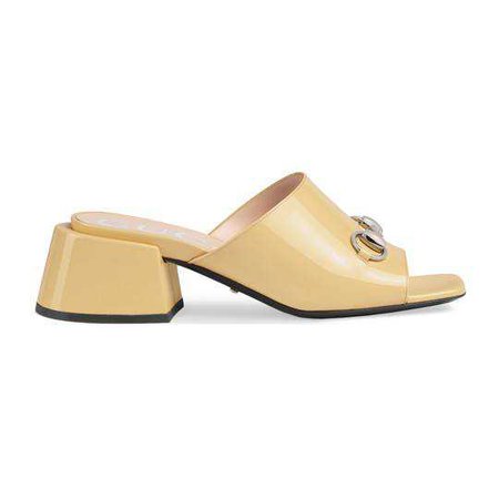 Patent leather mid-heel slide - Gucci Mid Heel Sandals 543188BNC009327