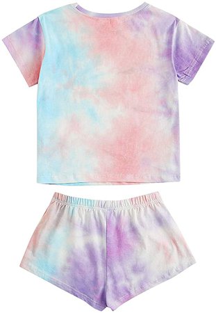 Sidefeel Women Printed Short Sleeve Shirt with Shorts Sleepwear Lounge Pajama Set Small Multicolor at Amazon Women’s Clothing store