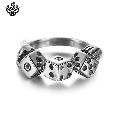 Silver lucky dice ring stainless steel band soft gothic | eBay