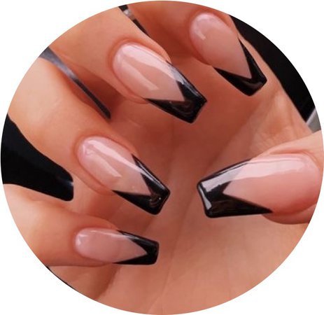clear acrylic nails with black tips