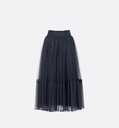 Flared Mid-Length Skirt Deep Blue Technical Tulle | DIOR