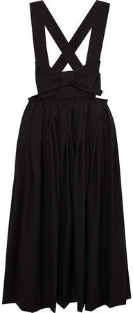 Bow-embellished Wool Midi Skirt - Black