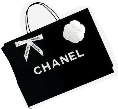 Chanel French shopping Bag png filler black white