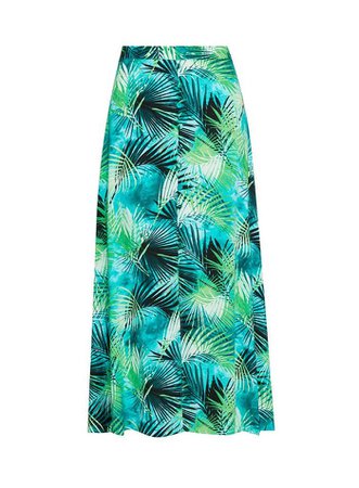 Green Tropical Print Midi Skirt | Dorothy Perkins