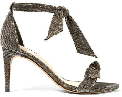 Clarita Bow-embellished Textured-lamé Sandals - Silver