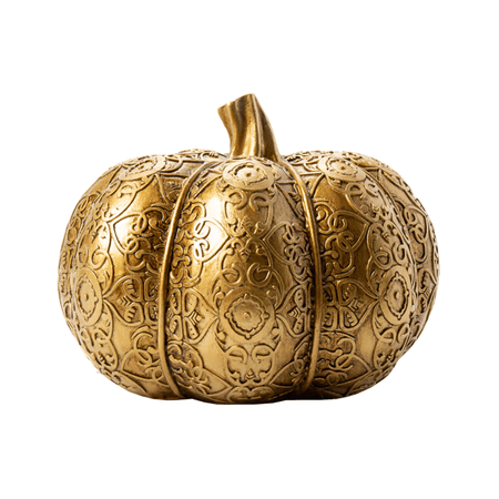 6" Scroll Antique Gold Pumpkin