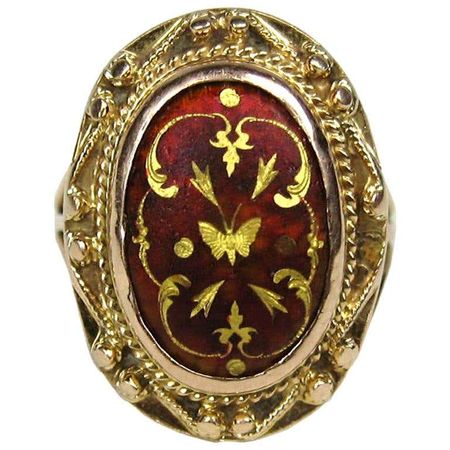 Victorian Antique Garnet Gold Ring For Sale at 1stDibs