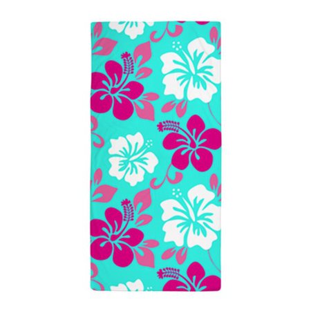 Cyan-magenta-white Hawaiian hibiscus Beach Towel by Lemongrass - CafePress