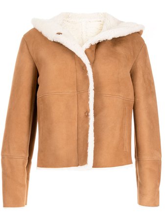 Shop Drome shearling hooded jacket