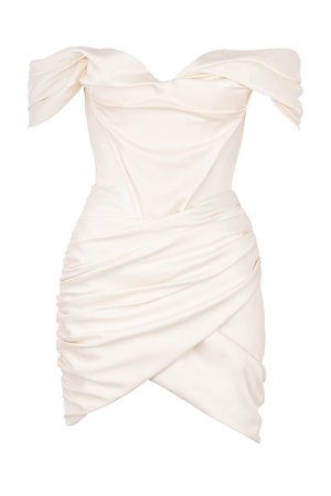 Clothing : Bodycon Dresses : 'Coraline' Ivory Satin Corset Dress
